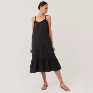 Pact Coastal Black Gauze Midi Dress Sz XL